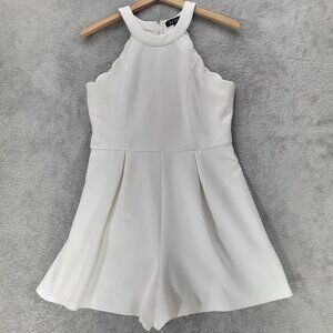 Trixxi-White Scalloped Halter Romper Sz L